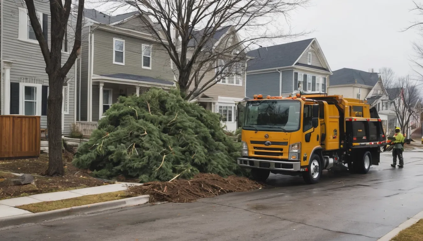 Tree removal in progress on a residential street in the Purcellville area